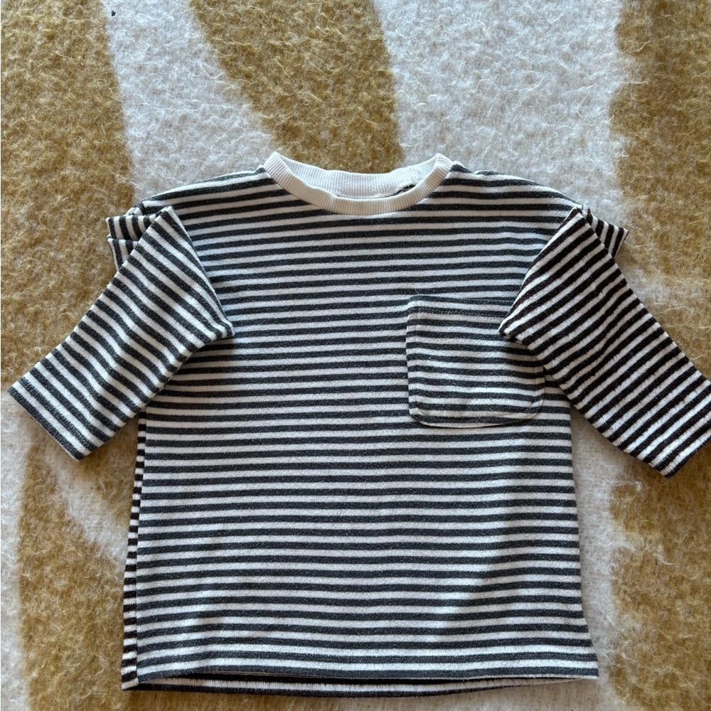 Zara Grey and White Striped Kids long sleeve Tee age 3-4